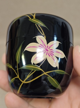 日本进口中古全新正品勝又吉治作手绘釉上彩木胎漆器茶枣茶入茶器