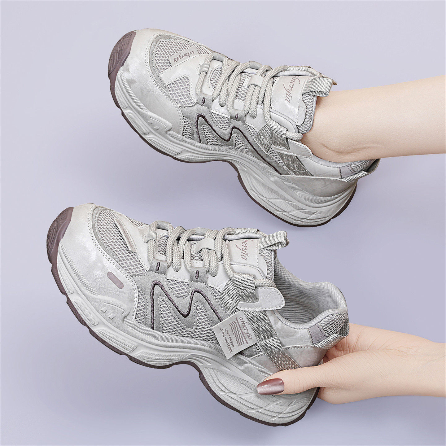 真皮老爹鞋女款2025新款爆款春秋透气百搭轻便厚底增高休闲运动鞋,淘宝优惠券,粉丝福利购,淘宝优惠卷