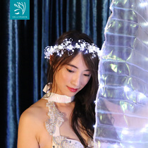 LED luminous flower ring bridal head accessories belly leather dance hair accessories Fluorescent Photography Night Angel Wedding Dress Accessories