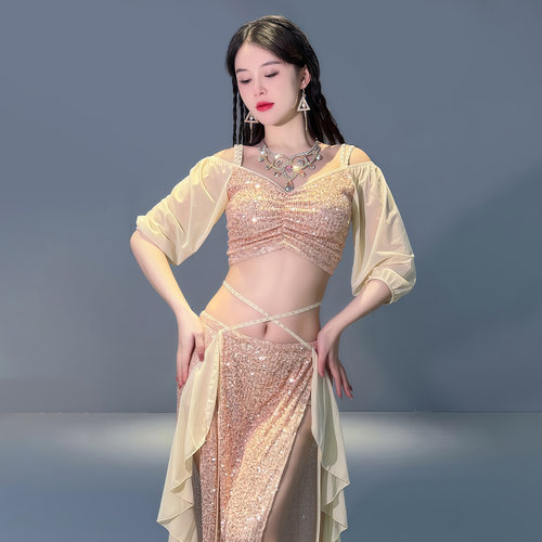 舞娘原创设计肚皮舞服装2026新款美人鱼秋冬季网纱练功习班服套装 - 图3