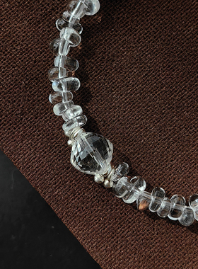 冰雪奇缘  高冰透天然不规则白水晶手链女小众设计款独特原创百搭