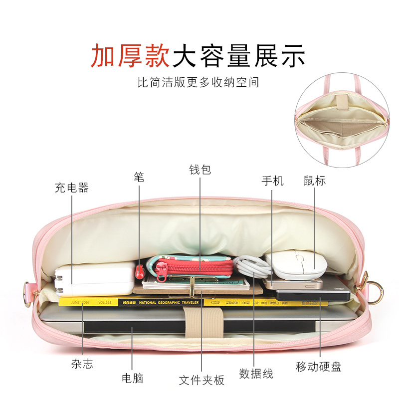 kamlui笔记本电脑包女适用苹果macbookpro手提14寸13.3联想15.6戴尔air华硕好看的13华为matebook可爱内胆包-图1