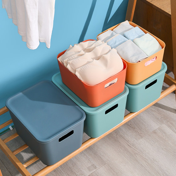 Desktop cosmetics plastic kitchen storage box with lid