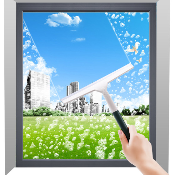 Glass scraper for household cleaning and cleaning of double-sided windows