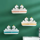 Hole-free wall-mounted household cartoon double-grid storage rack