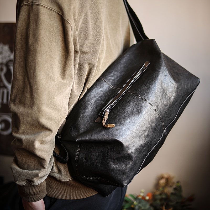 Light soft leather sports fitness bag business travel bag