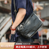 Amelantique mens bungalow mens bungalow leather single shoulder diagonal satchel soft cow leather commuter leisure Postpack