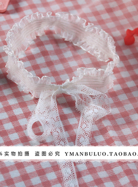 原创设计透明白色百褶蕾丝项链系带蝴蝶结锁骨链百搭少女choker