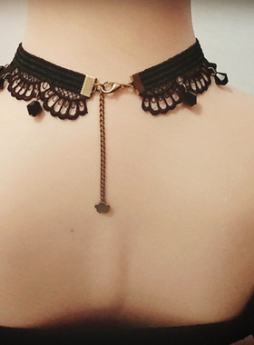 蝴蝶结界合金蕾丝女锁骨链项链