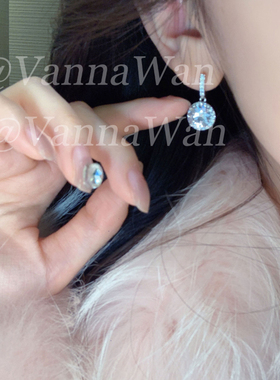 VanWan.一颗星辰 大颗闪钻耳钉女26新款高碳钻气质圆钻耳环银针