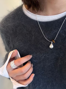 时尚ins风简约虎眼石珍珠锁骨链轻奢潮流设计百搭小众设计项链潮