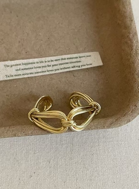 几何线条麻花蝴蝶结金属戒指女个性ins冷淡风时尚潮流设计指环戒