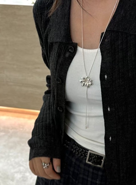 璀璨烟花亮银色抽拉烟花项链女精致高级感可调节花朵锁骨链配饰