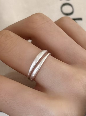 简约磨砂哑光星芒金属开口戒指女ins风时尚百搭纤细叠戴食指指环