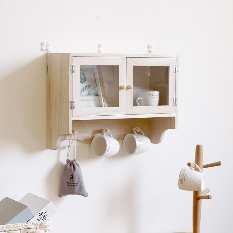 创意墙上免打孔置物架带门收纳墙柜书桌卧室壁挂式收纳架北欧装饰,淘宝优惠券,粉丝福利购,淘宝优惠卷