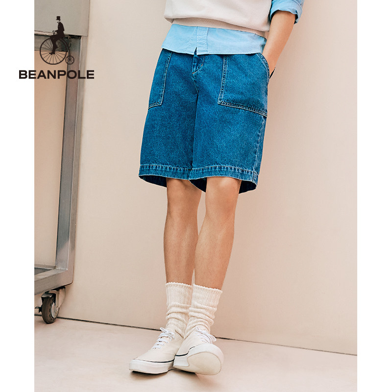 【GREEN.B系列】BEANPOLE滨波 男士潮酷时尚风活力美拉蓝牛仔短裤,淘宝优惠券,粉丝福利购,淘宝优惠卷