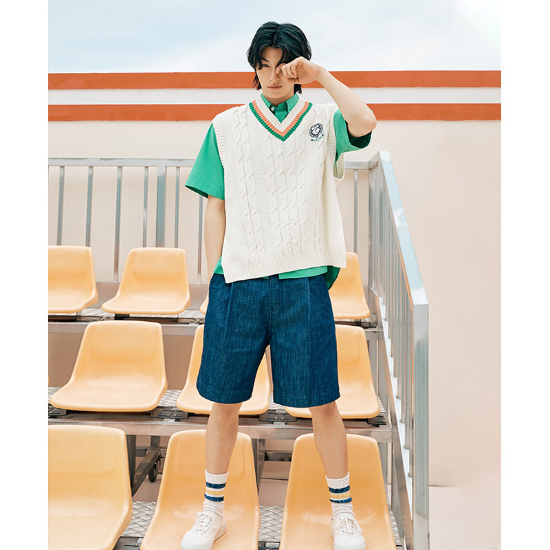 【GREEN.B系列】BEANPOLE滨波 男士潮酷时尚风活力美拉蓝牛仔短裤,淘宝优惠券,粉丝福利购,淘宝优惠卷