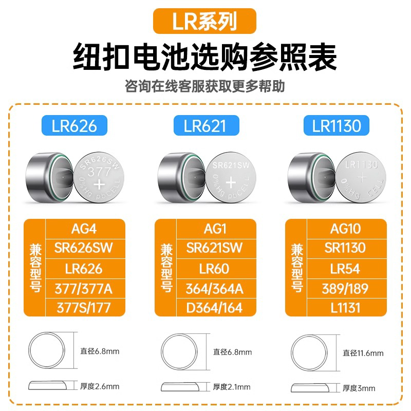 纽扣电池sr626sw/LR621/lr1130适用卡西欧浪琴AG4手表377a石英表1 - 图2