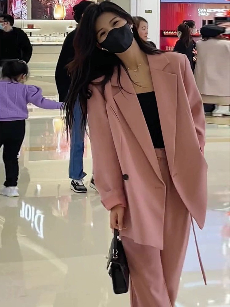 欧货西服套装女2024春季新款宽松高级感西装外套阔腿裤气质两件套,淘宝优惠券,粉丝福利购,淘宝优惠卷