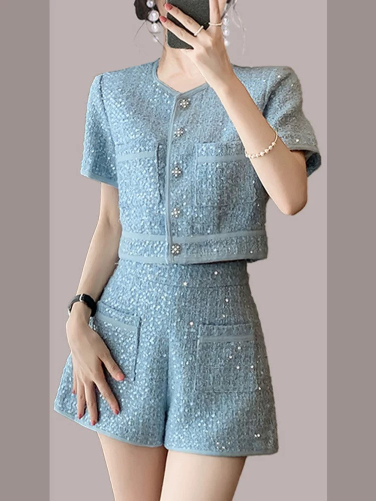 高级感小香风短裤套装女夏季气质名媛高端韩系小个子穿搭一整套,淘宝优惠券,粉丝福利购,淘宝优惠卷