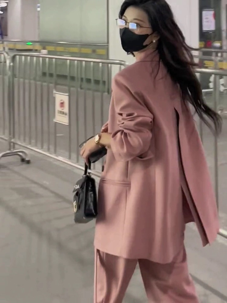 欧货西服套装女2024春季新款宽松高级感西装外套阔腿裤气质两件套,淘宝优惠券,粉丝福利购,淘宝优惠卷