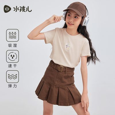 水孩儿女童棉感短袖T恤透气上衣