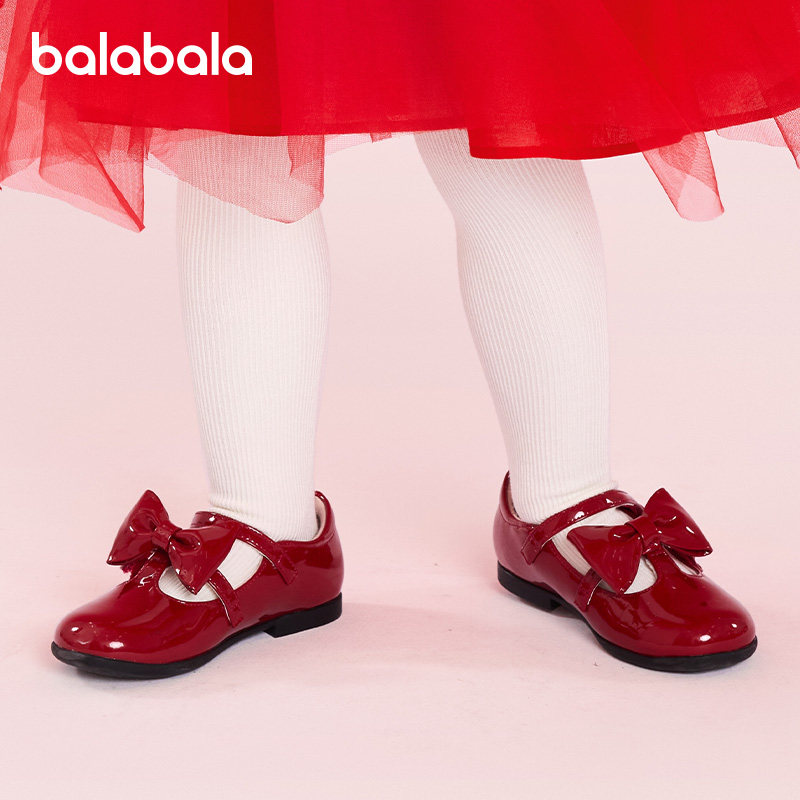 巴拉巴拉女童公主鞋大童芭蕾风鞋子儿童红色皮鞋2026春季新款童鞋,淘宝优惠券,粉丝福利购,淘宝优惠卷