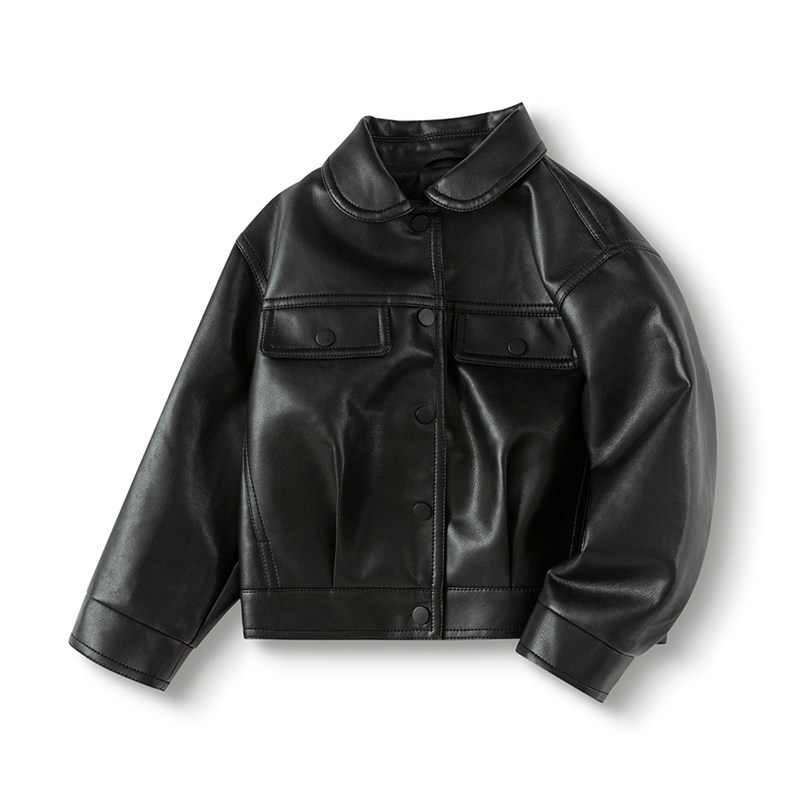 巴拉巴拉儿童外套女童皮衣简约翻领宝宝翻领开衫2025秋装新款童装,淘宝优惠券,粉丝福利购,淘宝优惠卷