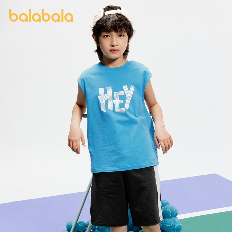 巴拉巴拉男童运动服套装夏季儿童篮球服中大童无袖上衣夏装童装小