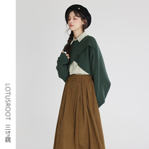 (Three-inch lotus root) Spring-autumn senior sense shirt with half body dress with three suits long sleeves Lazy Wind Sweater Skirt