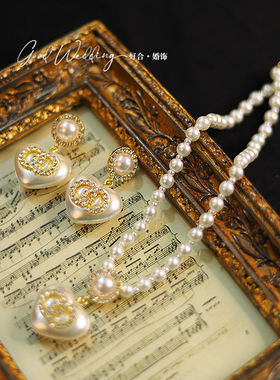 新款珍珠爱心项链礼服配饰锁骨链