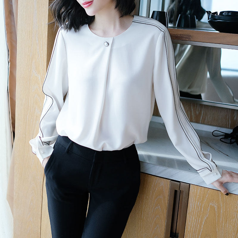 气质清新茉莉白雪纺白色女士衬衫 iumi衬衫