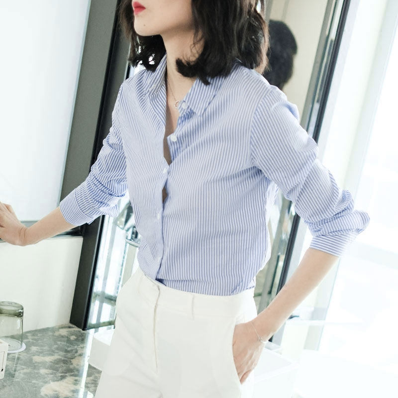 iumi女士蓝白色条纹设计感2020衬衫 iumi衬衫