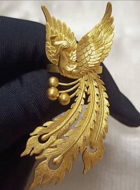 凤舞九天项链女黄金色凤凰戒指仿金凤凰耳环婚嫁仿三金套装送闺蜜