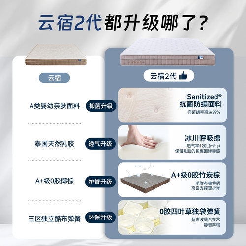 林芃云宿床垫弹簧厚20cm官方旗舰店家用软垫硬卧室独立椰棕乳胶软 - 图0