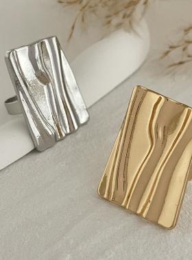 几何方形圆形花朵戒指女2025冬季时尚嘻哈小众设计网红旅拍风指环