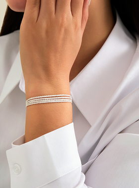 时尚四层毛毛虫金属手链