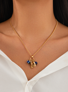 辣椒眼睛小象吊坠项链女 2026春夏新潮流百搭时尚网红街拍锁骨链