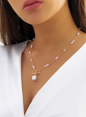 OT扣异形仿珍珠链项链