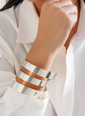 小众设计光面螺旋宽版开品手镯