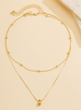 2件套逗号吊坠蛇骨链项链