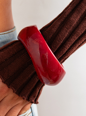 闭环不规则弧形树指手镯女 欧美时尚新潮糖果色少女ins风手饰品酷