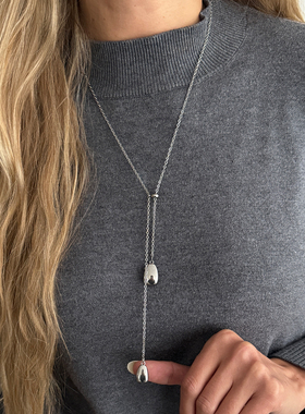 可拉伸调节水滴吊坠项链女 欧美新潮性感百搭网红气质毛衣链饰品