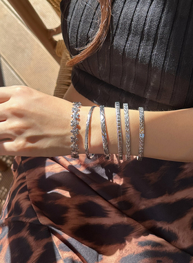 6件套爱心花朵手镯套装 欧美简约时尚个性网红气质叠戴手饰品潮人