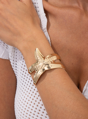 嘻哈设计感麻面海星手镯女 欧美时尚潮个性海边旅行度假bracelet