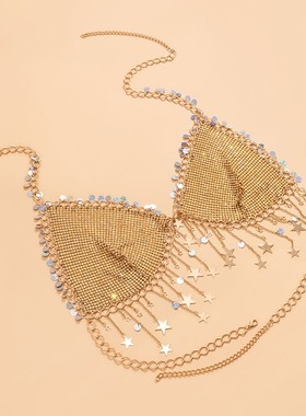 钻链流苏胸罩内衣身体链配饰品