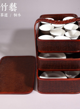 京竹艺玉藤竹篮送餐篮食盒包邮