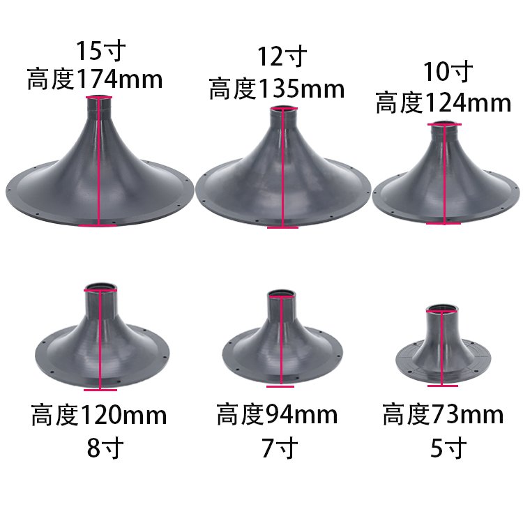 128 180 205 290mm 圆形号角 3 4 5 6 7 8 9 10 12 15寸喇叭号筒 - 图1