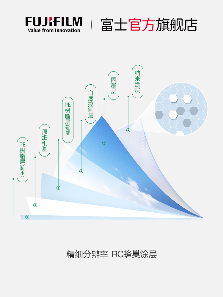 富士俏彩RC相片纸5寸6寸7寸A3A4彩色光绒双面防水240g260g彩色影楼喷墨打印机打照片专用纸照片打印纸相纸正