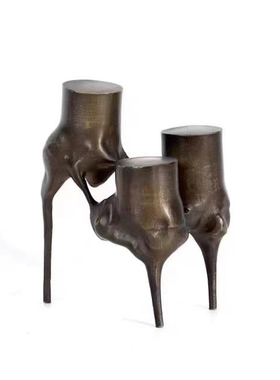 欧式轻奢金属客厅餐厅桌面香薰组合搭配三足抽象烛台摆件